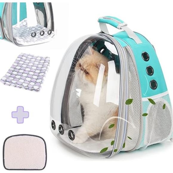 Bubble Expandable Cat Backpack Pet Travel Carrier for Cats and Dogs(Green-Front) - Picture 7 of 7